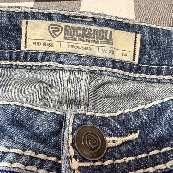 Rock & Roll Denim Mid Rise Trouser Cowgirl Bootcut Flare Jeans 28 x 32 Stretch - Picture 5 of 11